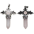Rose quartz cross made of alloy and natural stone 5.3 x 3.7 x 12 mm,