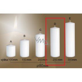 Lima Gastro smooth candle white cylinder 80 x 250 mm 1 piece