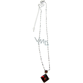Silver necklace with red stone 39 cm