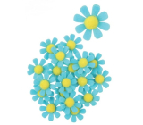 Felt flowers with blue decoration sticker 3.5 cm in a box of 18 pieces