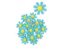 Felt flowers with blue decoration sticker 3.5 cm in a box of 18 pieces