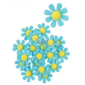 Felt flowers with adhesive blue decorations 3.5 cm in a box of 18 pieces