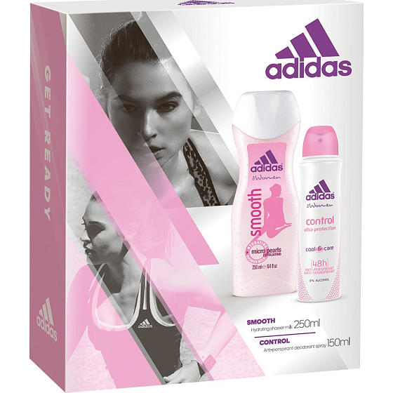 Adidas Control antiperspirant deodorant spray for women 150 ml + Smooth shower gel 250 ml, cosmetic set