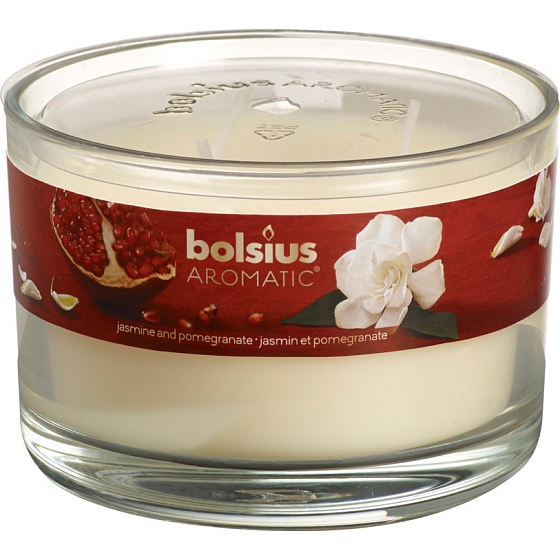 Bolsius Aromatic Jasmine & Pomegranate - Jasmine & Orange 3 wicks scented candle in glass 70 x 106 mm 685 g, burning time 83 hours