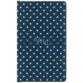 Albi Deluxe Block Gold polka dots lined, dark blue 9.5 cm x 15.5 cm x 1.5 cm