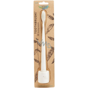 The Natural Family Co. Soft Bio toothbrush and stand White made of resin and corn starch
