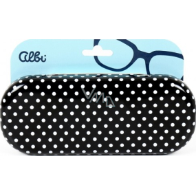 Albi Original Metal glasses case Black with polka dots 15.7 x 6.2 x 3.2 cm