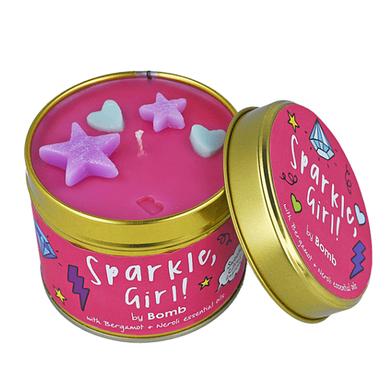 Bomb Cosmetics Sparkle, Girl! Fragrant natural, hand-made candle in a tin can burns up to 35 hours