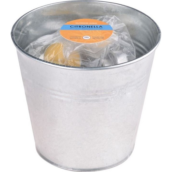 New Garden Citronella repellent tea scented candle 40 pieces in a tin bucket