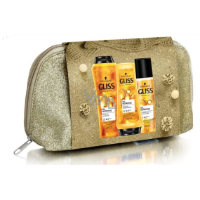 Gliss Kur Oil Nutritive hair shampoo 250 ml + hair balm 200 ml + express hair balm 200 ml + cosmetic bag, cosmetic set