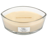 WoodWick Vanilla Bean - Vanilla pod scented candle with wooden wide wick and glass boat lid 453 g