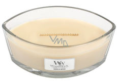 WoodWick Vanilla Bean - Vanilla pod scented candle with wooden wide wick and glass boat lid 453 g