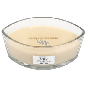 WoodWick Vanilla Bean - Vanilla pod scented candle with wooden wide wick and glass boat lid 453 g