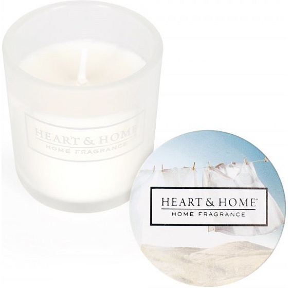 Heart & Home Fresh Linen Soy Scented Votive Candle in Glass, burn time up to 15 hours, 5.8 x 5 cm