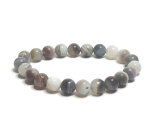 Agate Botswana grey facet bracelet elastic natural stone, bead 8 mm / 16-17 cm, brings success to life