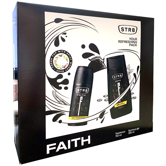 Str8 Faith deodorant spray 150 ml + shower gel 250 ml, cosmetic set for men