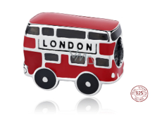 Sterling silver 925 London red bus bead on travel bracelet