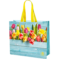 Niteola washable shopping bag, 45 × 40 × 18 cm, tulip pattern