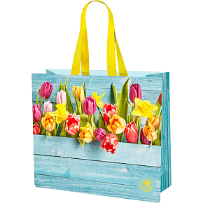 Niteola washable shopping bag, 45 × 40 × 18 cm, tulip pattern