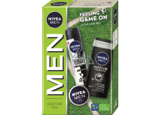 Nivea Men Feeling Game On Creme cream 30 ml + Active Clean shower gel 250 ml + Invisible Black & White antiperspirant deodorant spray 150 ml, cosmetic set for men