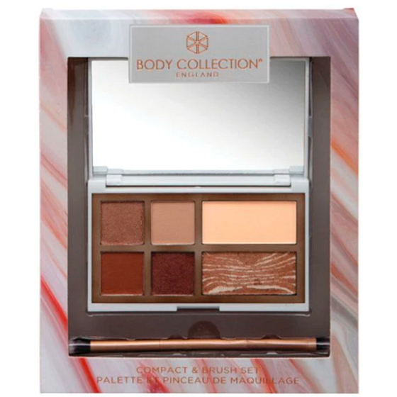 Body Collection Compact & Brush Set Eye Set 6 g + powder 2.5 g + highlighter 2.5 g + cosmetic brush 1 piece, cosmetic make-up case