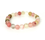 Tourmaline watermelon mat bracelet elastic natural stone, ball 8 mm / 16 - 17 cm, guardian of good mood