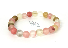 Tourmaline watermelon mat bracelet elastic natural stone, ball 8 mm / 16 - 17 cm, guardian of good mood