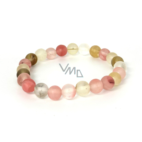 Tourmaline watermelon mat bracelet elastic natural stone, ball 8 mm / 16 - 17 cm, guardian of good mood