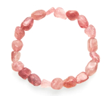 Quartz strawberry bracelet tumbled natural stone 8 x 12 mm / 19 cm, the most perfect healer