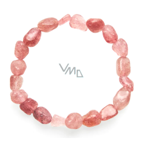 Quartz strawberry bracelet tumbled natural stone 8 x 12 mm / 19 cm, the most perfect healer