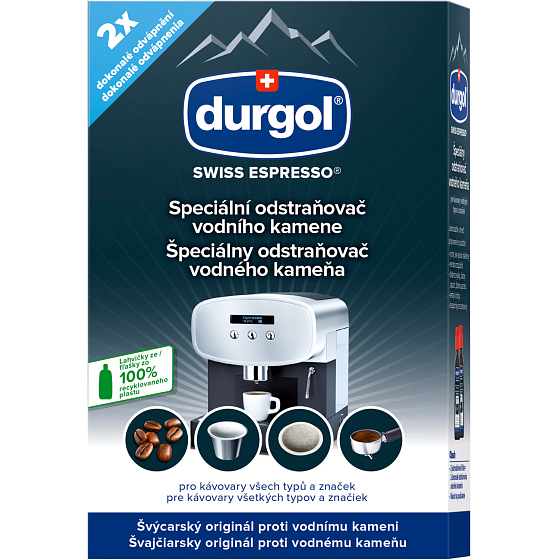 Durgol Swiss Espresso descaler for coffee machines, 2×125 ml