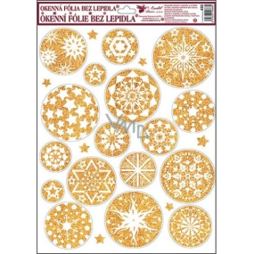 Window foil without glue white gold round stars 42 x 30 cm