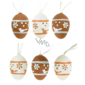 Plastic eggs for hanging beige-white 4 cm in a bag of 6 pieces