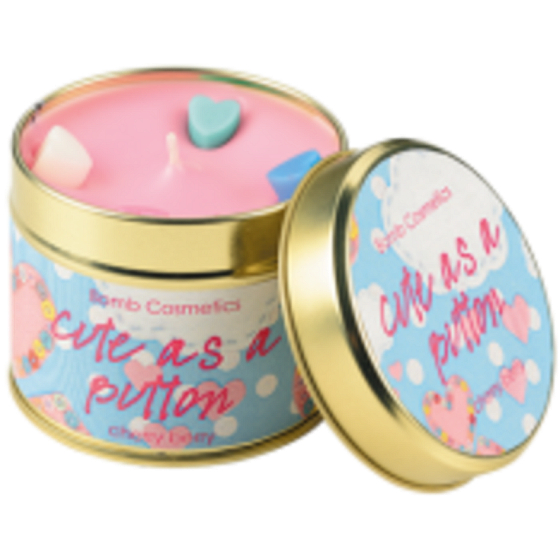 Bomb Cosmetics Sweet Button Scented natural, handmade candle in a tin can burn for up to 35 hours