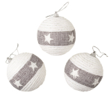 Flasks white with a star and a gray stripe for hanging 8 cm, 3 pieces