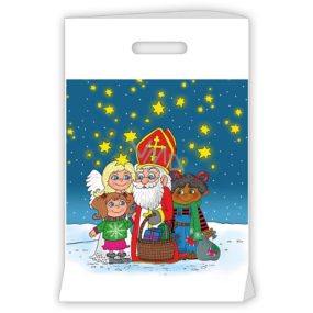 Plastic bag 30 x 46 x 8 cm with a break Santa, devil, angel, little girl, stars
