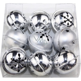 Silver bells 40 mm 9 pieces