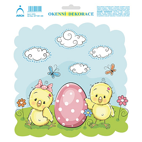 Arch Easter sticker, window film without adhesive Chicken with egg 20 x 23 cm