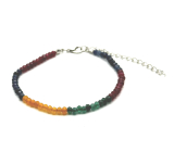 Sapphire, emerald, agate, ruby facet bracelet natural stone for clasp 21 - 25 cm, ball 4 mm