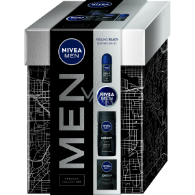 Nivea Men Feeling Ready Deep aftershave 100 ml + Deep Clean shower gel 250 ml + Creme cream 75 ml + Deep antiperspirant roll-on 50 ml, cosmetic set for men