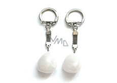 White Quartz Tumbled Keychain Pendant Natural Stone, approx. 10 cm, the most perfect healer