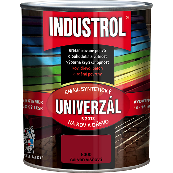 Industrol S2013 universal gloss top coat for metal and wood, 8300 cherry red, 600 ml