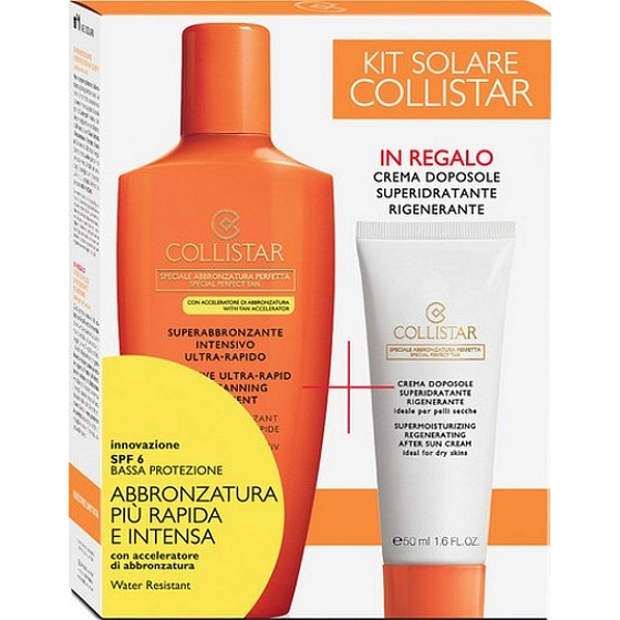 Collistar Sun Care Kit Intensive Ultra-Rapid Super Tanning Treatment 200 ml + Supermoisturizing Regenerating After Sun Cream moisturizing and regenerating after sun cream 50 ml, cosmetic set