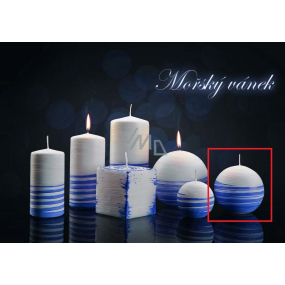 Lima Aromatic spiral Sea breeze candle white - blue sphere diameter 80 mm 1 piece