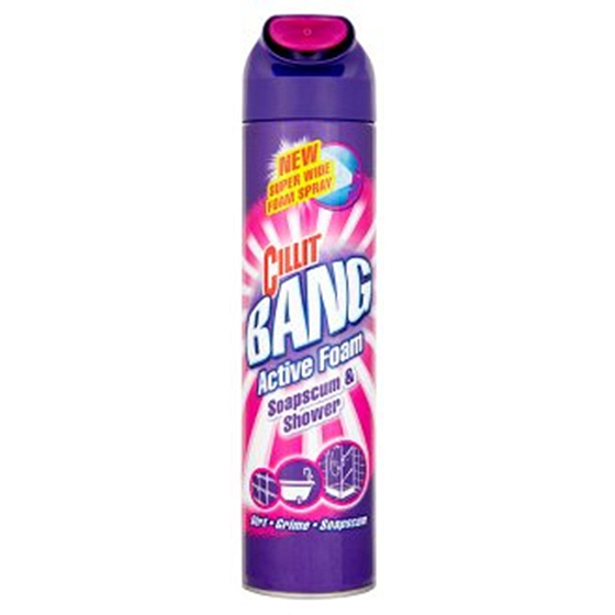 Cillit Bang Active foam for quick and easy cleaning of large areas in a 600 ml bathroom