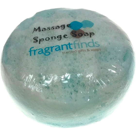 Fragrant Man Glycerine massage soap with a sponge filled with the scent of Jean Paul Gaultier Le Male perfume in white-turquoise 200 g