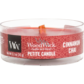 WoodWick Cinnamon Chai - Cinnamon and vanilla scented candle with wooden wite petite 31 g