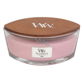 WoodWick Rose - Rose scented candle with wooden wide wick and glass ship lid 453 g