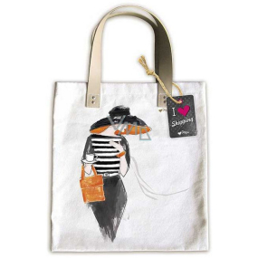Ditipo Girl in a hat fashionable textile bag 35 x 38 cm