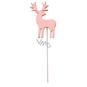 Deer wooden pink recess 8 cm + wire